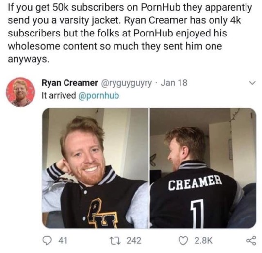 the-nightman783: holdtightclothing:  darillium-night:  Update from the man himself   The Porn Guy aka The Nice Guy aka The Canadian side of Pornhub aka SFW Pornhub’s REAL NAME is Ryan Creamer. No joke, that is legit his real name.  Also this.  Which