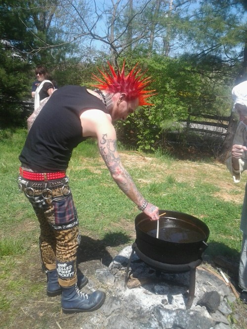 punkerskinhead:Punk with red spiked hair