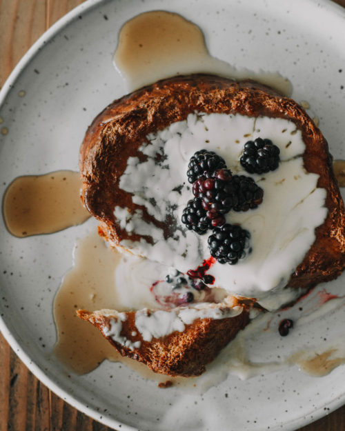 sweetoothgirl: Baked Brioche French Toast with Creme Anglaise &amp; Blackberries