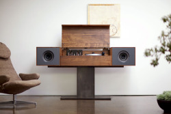 thinkwingman:  Modern All-In-One Record Console This modern piece is a flagship of the 1950’s, a time when similar sound systems may be the centrepiece of many houses and whose time, we believe, may have come around again. Each cabinet is individually