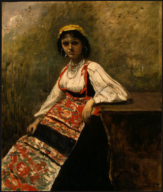 artist-corot: Italian Girl, 1872, Camille Corot