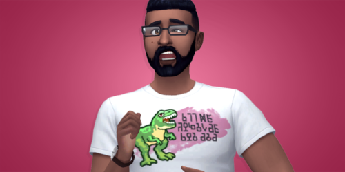cupidjuicecc: RANDOM SIMLISH SHIRTSHere are some recolors of a base game top with simlish graphics o