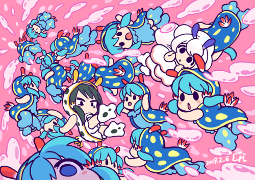 流れる水中ウミウシ達(´＝ω＝)。