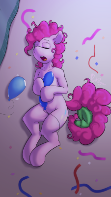 punk-pegasus: Here we have the Pinkie in her natural habitat. Slumbering until the next party rises in the East.   Twitter | Furaffinity    x3 &lt;3