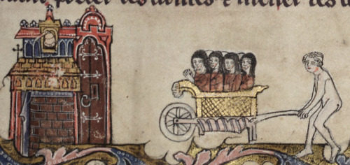 The Romance of Alexander. MS. Bodl. 264 fol. 22r 1338-1344 One wheelbarrow of nuns for the convent, 