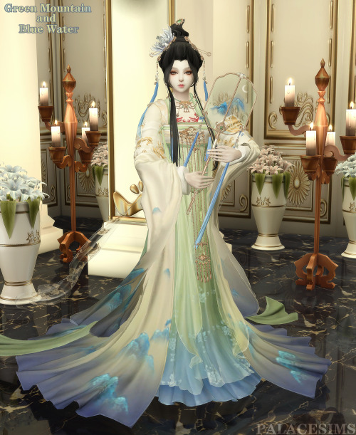 [PALACESIMS]Green Mountain and Blue Water (Hairstyle)/(Suit)/(Hat)/ (Right Wrist)/ (Tattoo)/(Necklac