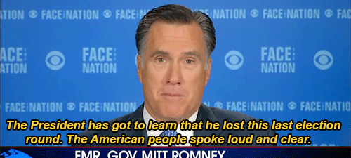 mandicane:  liberalsarecool:  -teesa-:  11.17.14  The people have spoken, Mitt. When you were on the ballot, you lost. When Obama was on the ballot, he received more votes than anyone in history.  I literally HA’d at this when it aired. 