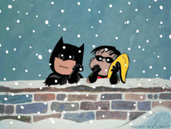 batmannotes:  Two of our favorite things, Batman &amp; Robin and the Peanuts Gang 😄MERRY CHRISTMAS!by Sarah Johnson