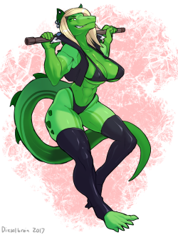 dieselbrain:  a commission for a pinup of Katthelizard’s oc Kat