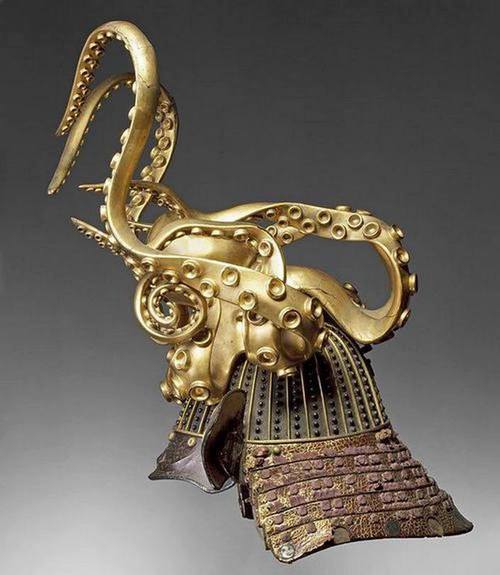 coolartefact:Samurai helmet (kabuko) shaped like an octopus. About 18th century, Japan. (x-post /r/m