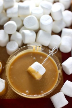 sweetoothgirl:    Dark Chocolate Salted Caramel Dipped Marshmallows  