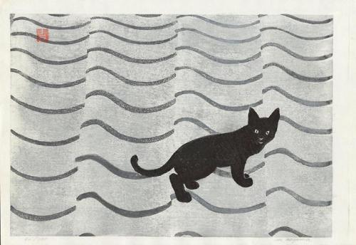 Aoyama Masaharu - Cat on Tile Roof (1950)