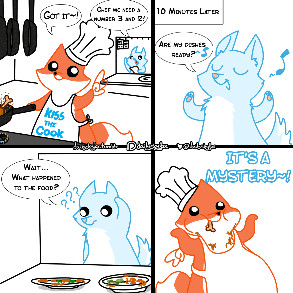 dailyskyfox:  Today I try my hand at cooking…  Aaaand that’s why I’m never