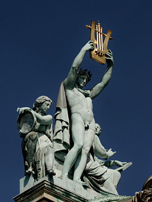 hadrian6:Apollo, Poetry and Music.  1869. Aime Millet. French 1819-1891. gilded embossed copper