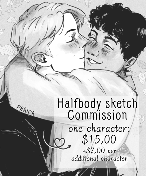 phaica-art:Halfbody sketch Commission!- Terms of Service- Paypal or Payoneer- no colors, grayscale o