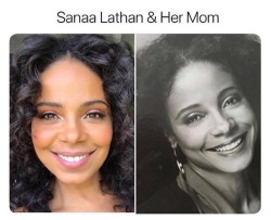 the1movement:  lebritanyarmor:  securelyinsecure:Sanaa Lathan and her beautiful mother Eleanor McCoy    this is me &amp; my mother . twins fr   Lawd