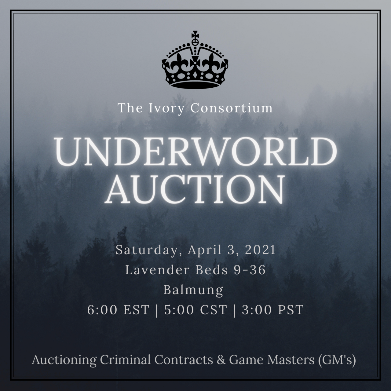 The third annual Underworld Auction is here! This event focuses in the auction of Specialists and Tactical Consultations.
Specialists are experts in their field, offering their contracts as professionals for auction. Whether it be their services as...