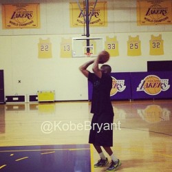 yourelaughingbutimserious:  This dude can’t be real. Already back in the gym. #Kobe #Lakers #ShowUsAgain