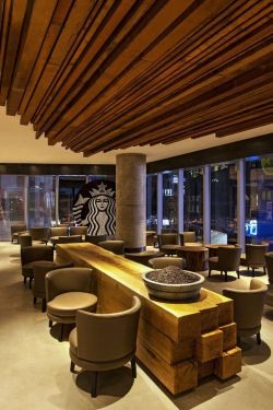 atstarbucks:  The new Taikoo Li flagship store is the eighth Starbucks Reserve store in China, and the first in Chengdu. The third floor loft features community tables and an exposed terra cotta ceiling. The warm wood tone interior has materials like