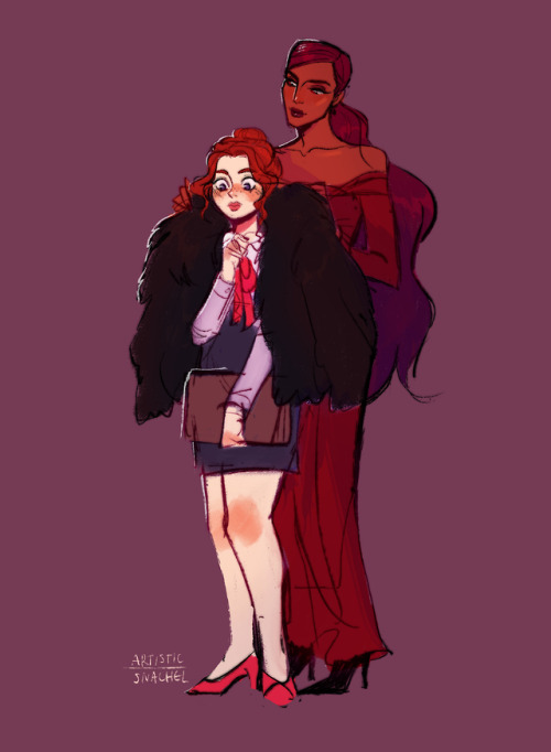 artistic-snachel: a couple of modern arcana au nadias ft portia :^))