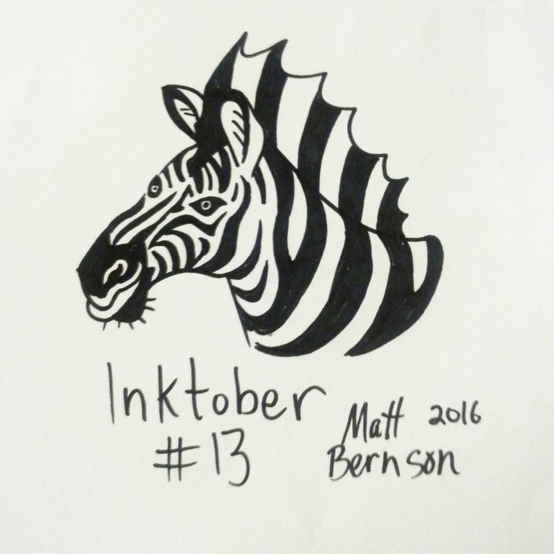 Inktober 13. Zebra!  Zebra print is my favorite.  So zebra today. #zebras #zebra