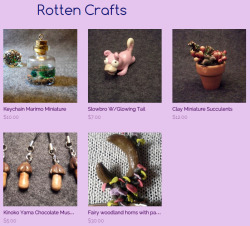 rottenmeats:  Rotten Crafts please check out, share, and give me feedback for my shop. this is the first time im really doing something like this and i’d love to actually go somewhere with this and possibly ease the hardship of being a min wage worker. 