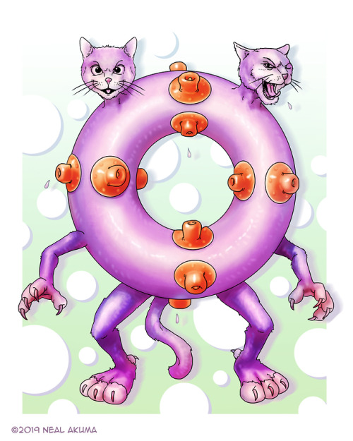 Inktober 2019 days 4 &amp; 5Day 4 - Just someting weird. Conjoined Nipple Doughnut Cats.Day 5 &l