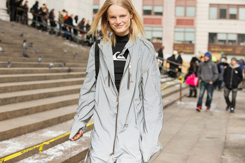 Hanne Gaby Odiele during NYFW. For Refinery 29.