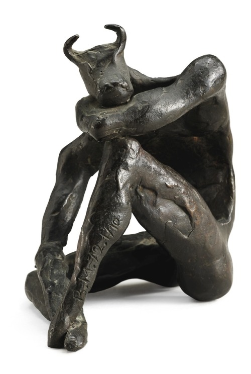 ochyming: Bahman Mohasses  1931-2010 IRANIAN  SITTING MINOTAUR, 1972 bronze12cm.; 4 7/8 in