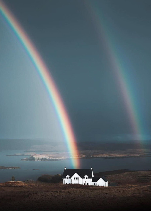 coiour-my-world:Double rainbows & Scottish cottage on the Isle of Skye | by @jasoncharleshill