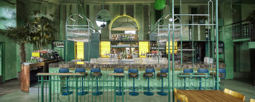 [What’s with these European bars with tropical vibes?  Designed by Studio Modijefsky.} viaH&H is