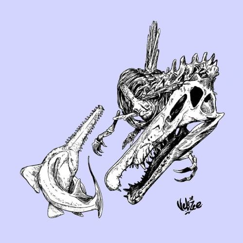 #latergram #digitalillustration #reconstructed #skeletton of #spinosaurusaegyptiacus and #ochoprist