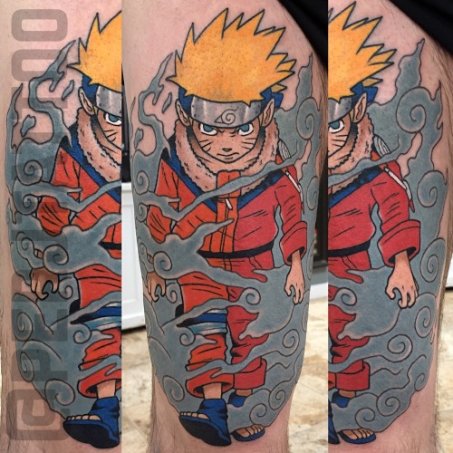 Made this Naruto thigh piece today, based on cover art by Masashi Kishimoto.