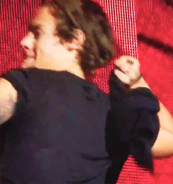  Harry attempting to throw a towel at the crowd, failing and then being disappointed