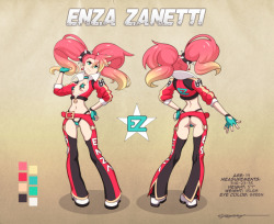 erotibot-art:   I FINALLY redesigned her! Here’s a ref sheet for Enza’s new look. “Enza is an Italian-American erotic sports competitor and acrobatic show performer. She frequently competes in the XXX (“Triple X”) Games where she specializes