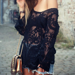 sixkissesdotcom:  Lace Long Sleeve T-shirt