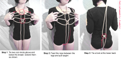 fetishweekly:  fetishweekly:  Shibari Tutorial: Lover’s Harness Video on how to tie the Coin Knot here ♥ Always practice cautious kink! Have your sheers ready in case of emergency and watch extremities for circulation issues ♥  Friday re-blog!We’ll