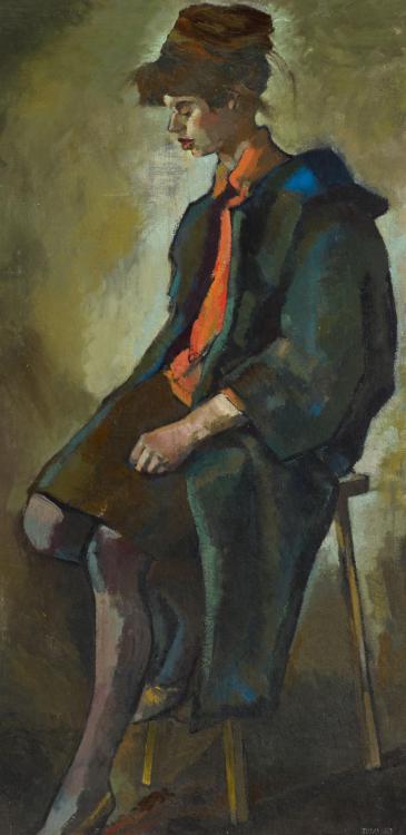 ‘Girl in a Red Shirt’, Ottilie Tolansk, Oil on Canvas, 1950