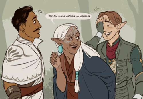 awaari:Galathan introduce Dorian to Clan Lavellan for the very first time and Dorian is a nervous wr