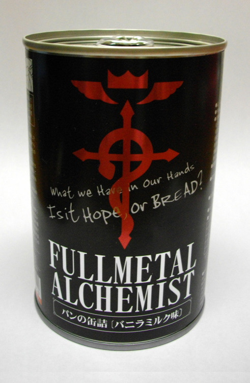 lynchbrothers: bleedingcoffee42: Fullmetal Alchemist Canned Bread- tastes like vanilla milk and can 