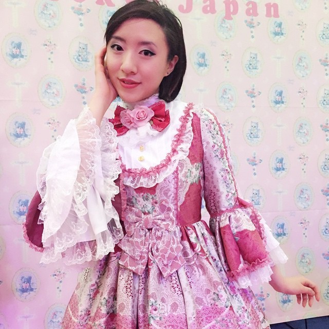 stellachuuuuu:I FEEL SO KAWAII. I got to try on Angelic Pretty dress. So cute! #lolita