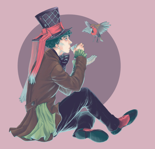 taikova:Mad Hatter!Sherlock commissioned by Sherlyarty. Posted with permission. Do not repost this a