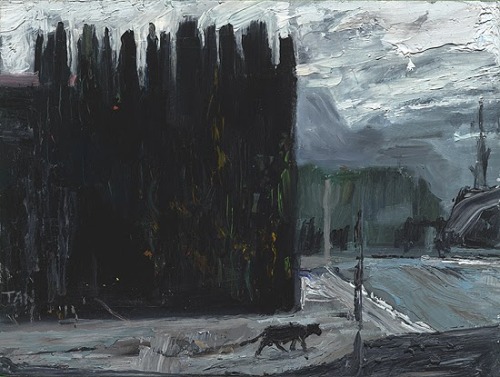 Shaun Tan (Chinese-Australian, b. 1974, Perth, Australia) - Black Cat and Cypress, Paintings: Oil