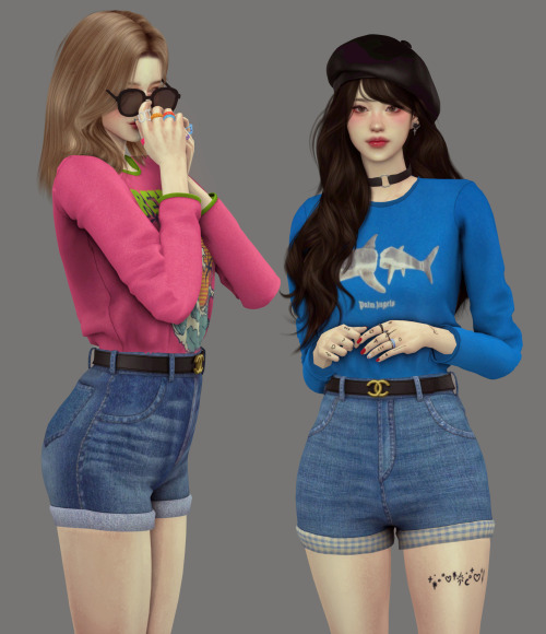 eunosims: shorts denim &amp; round T-shirtround T-shirt  Download (Early Access)  Ju