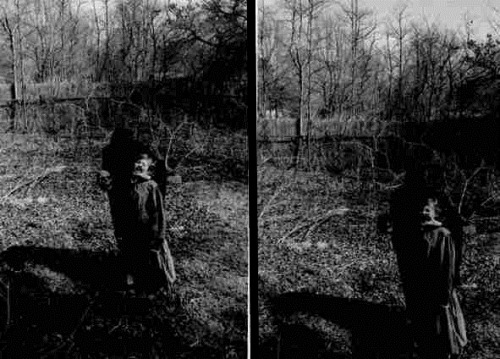 creepyshite:  Maisie Deacon These images record the last sighting of 11-year-old Maisie Deacon. They were taken by her older sister Isabelle. According to Isabelle, Maisie had been talking to an unseen person in the afternoon. When Isabelle, an amateur