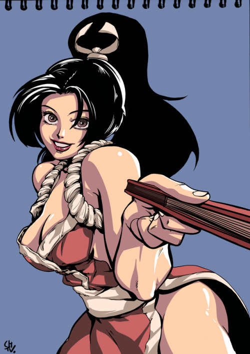 freeandshonenspirit: ch-tv:    ~ Let’s Draw all series of KOF! 16. Shiranui mai (simple draw) I drew it in my work place, and thats the reason why i didnt draw her hand neck guard..   