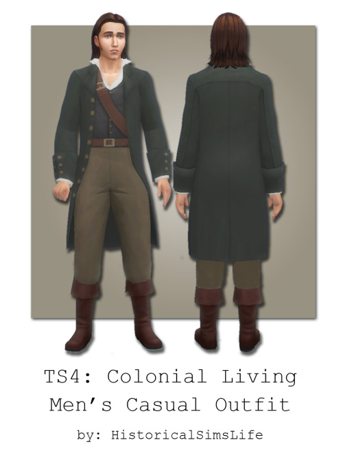 TS4: Colonial Living - Men’s Casual OutfitA casual suit / ensemble for colonial / 18th Century sims 