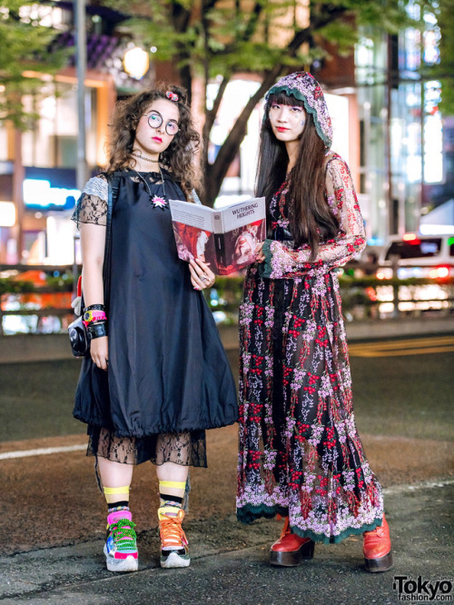 Lina and Kana on the street in Harajuku wearing handmade fashion along with items by Murral, Codona 