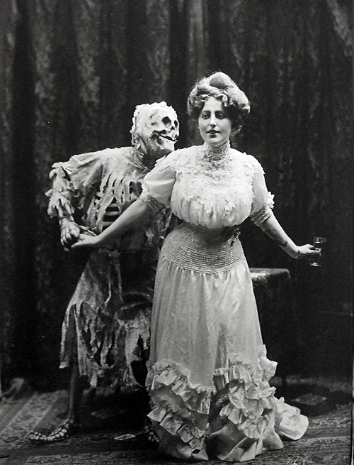 vintagegal: A Vaudeville performance based on the old English ballad “Death and the Lady”. Photographed by Joseph Hall, 1906 (via) 