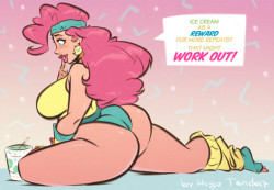 Pinkie Pie - Ice Cream Workout - Cartoon Pinup Sketch Commission  Synthwave   Ice